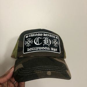 Chrome Hearts “Ch” Hollywood camo trucker hat